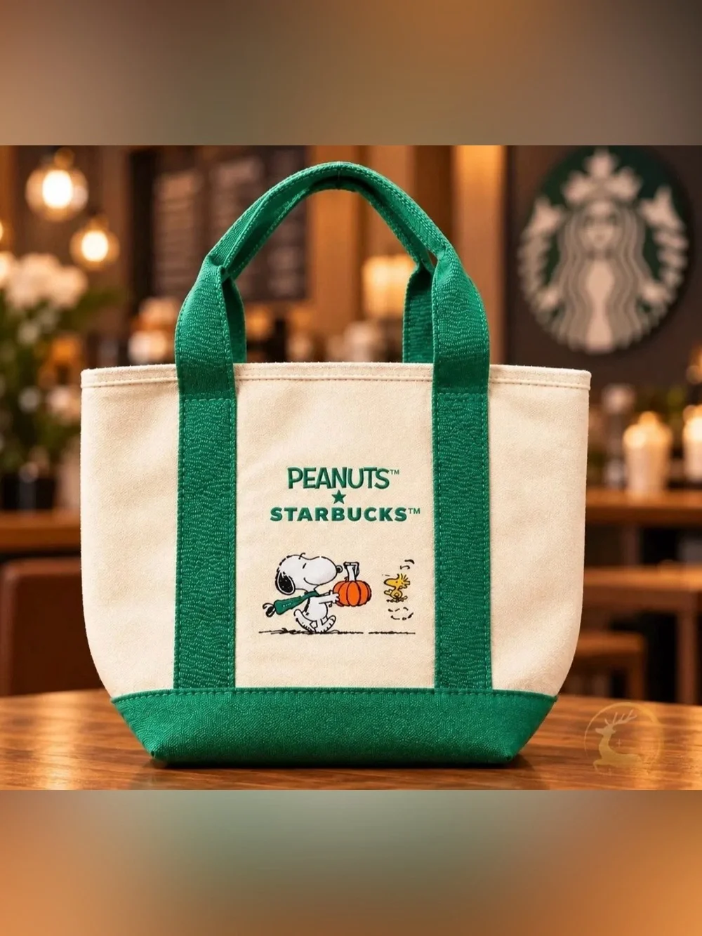 🔥Bundle: Peanuts x Starbucks Mini Tote Bag + Snoopy glass cup+Snoopy Mug